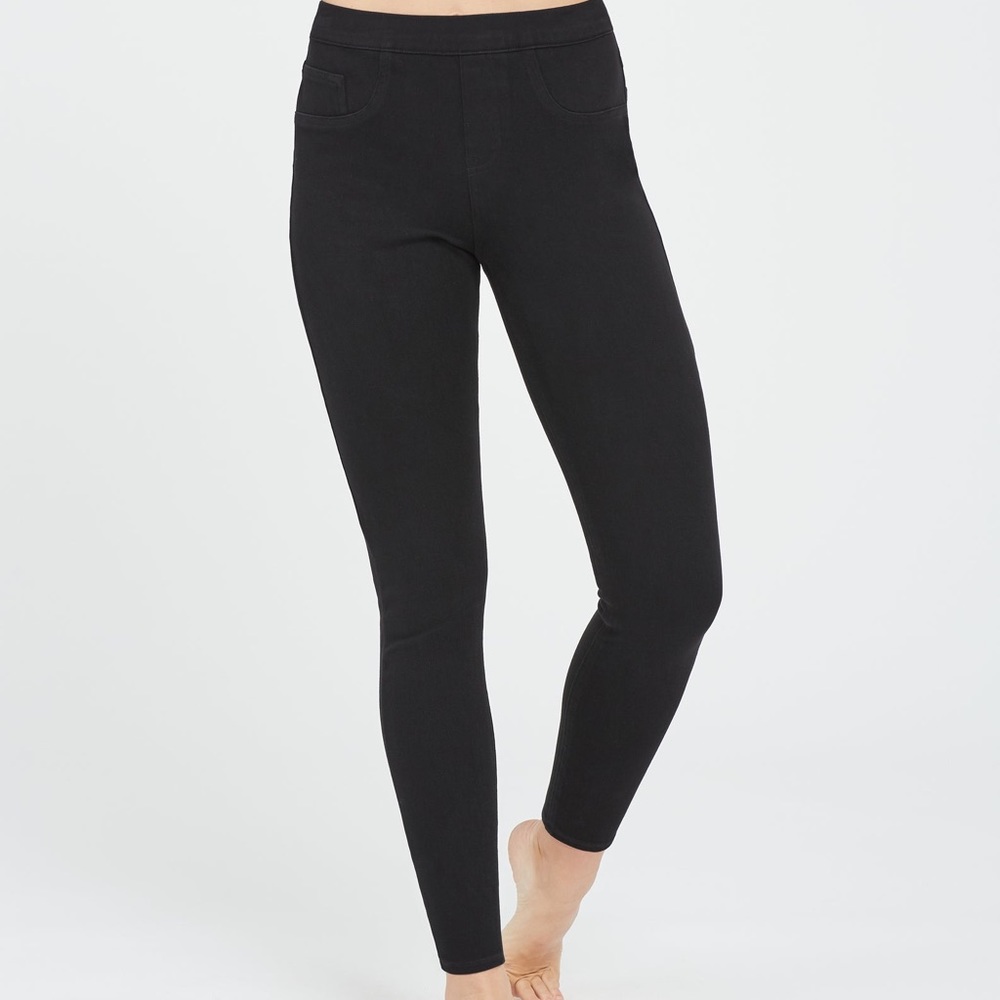 SPANX | Jean ish Black Knit Denim Leggings plus size 1X - Picture 2 of 10
